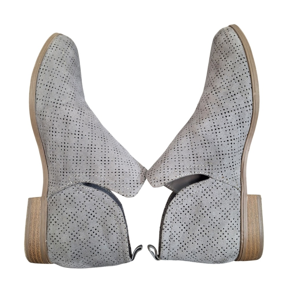 Dr. Scholls Rise Grey Perforated Side Cut Out Ankle Booties Women's Size 9M